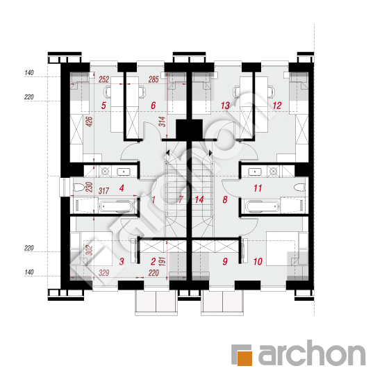 gotowy projekt Dom w riveach 16 (GR2B) rzut poddasza