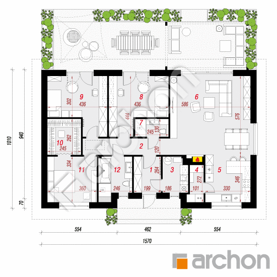 gotowy projekt Dom w kostrzewach 12 rzut parteru