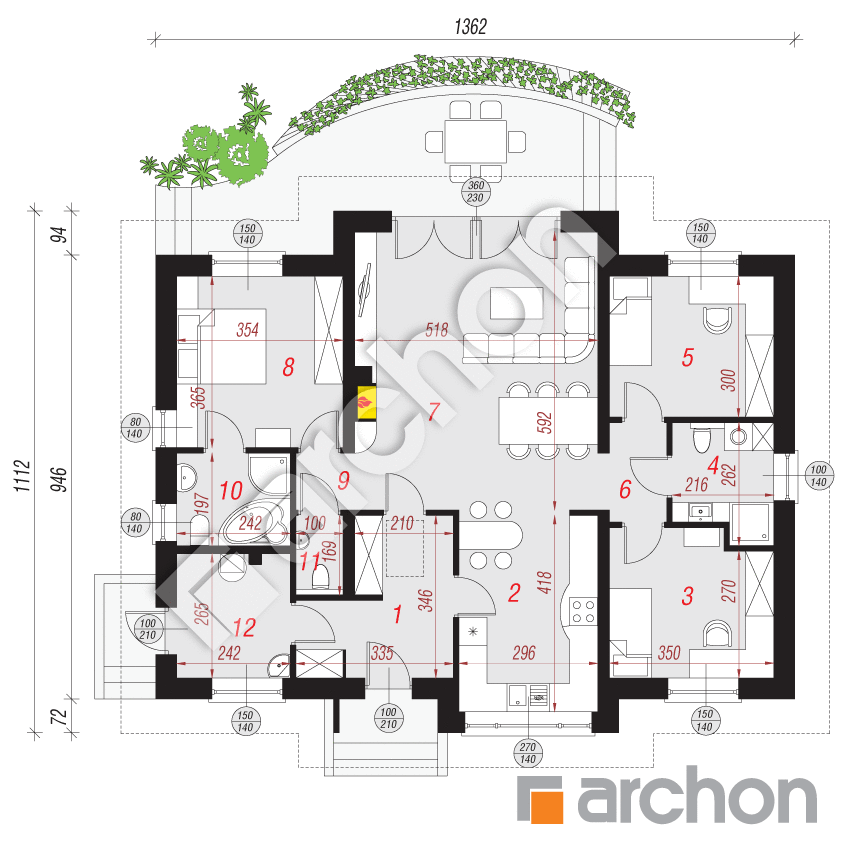 gotowy projekt Dom w akebiach (W) rzut parteru