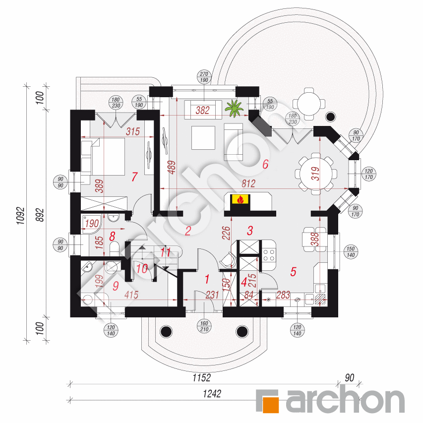 gotowy projekt Dom w mirabelkach rzut parteru
