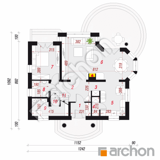 gotowy projekt Dom w mirabelkach rzut parteru