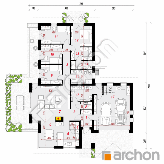 gotowy projekt Dom w amarantusach 3 rzut parteru