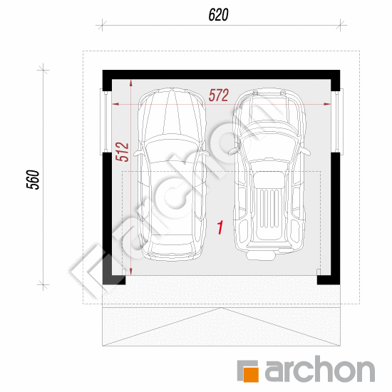 gotowy projekt Garaż 2-stanowiskowy G37 rzut parteru