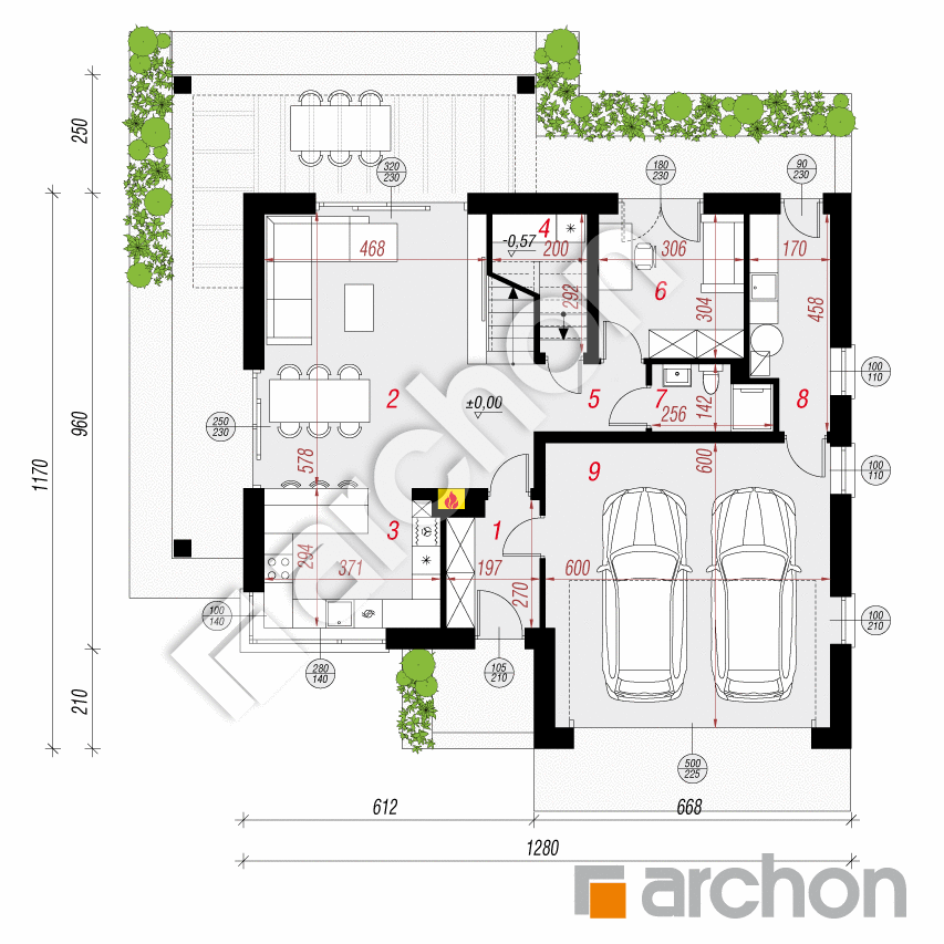 gotowy projekt Dom w nefrisach 2 (G2) rzut parteru