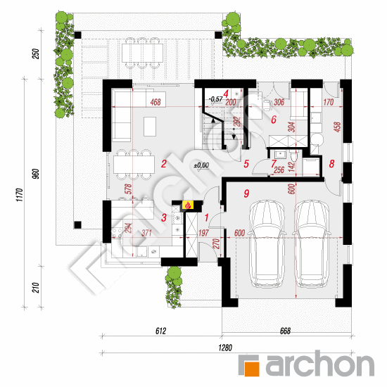 gotowy projekt Dom w nefrisach 2 (G2) rzut parteru