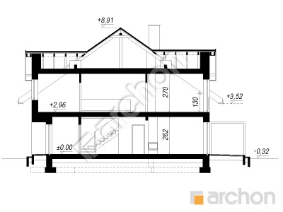 gotowy projekt Dom w riveach 5 (GR2) przekroj budynku