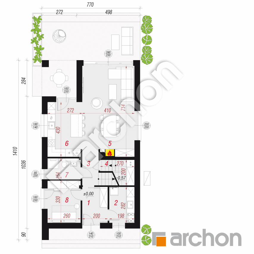 gotowy projekt Dom w asarinach 2 (E) OZE rzut parteru