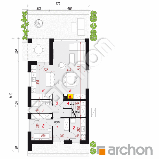 gotowy projekt Dom w asarinach 2 (E) OZE rzut parteru