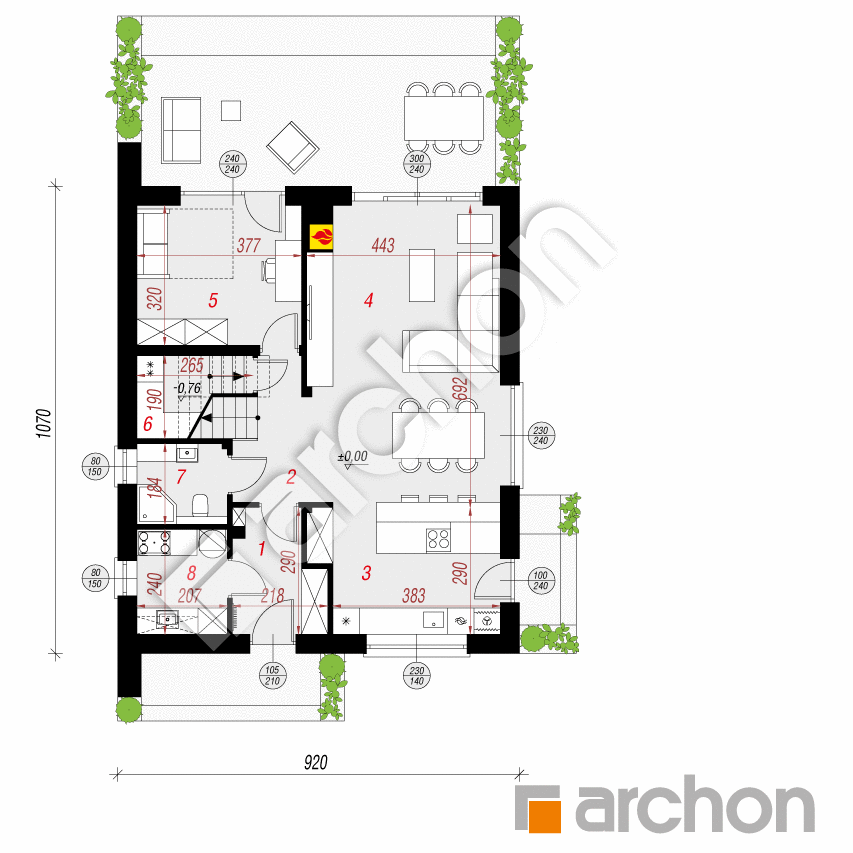 gotowy projekt Dom w szkarłatkach 5 (E) rzut parteru