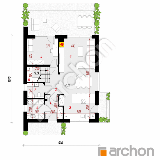 gotowy projekt Dom w szkarłatkach 5 (E) rzut parteru