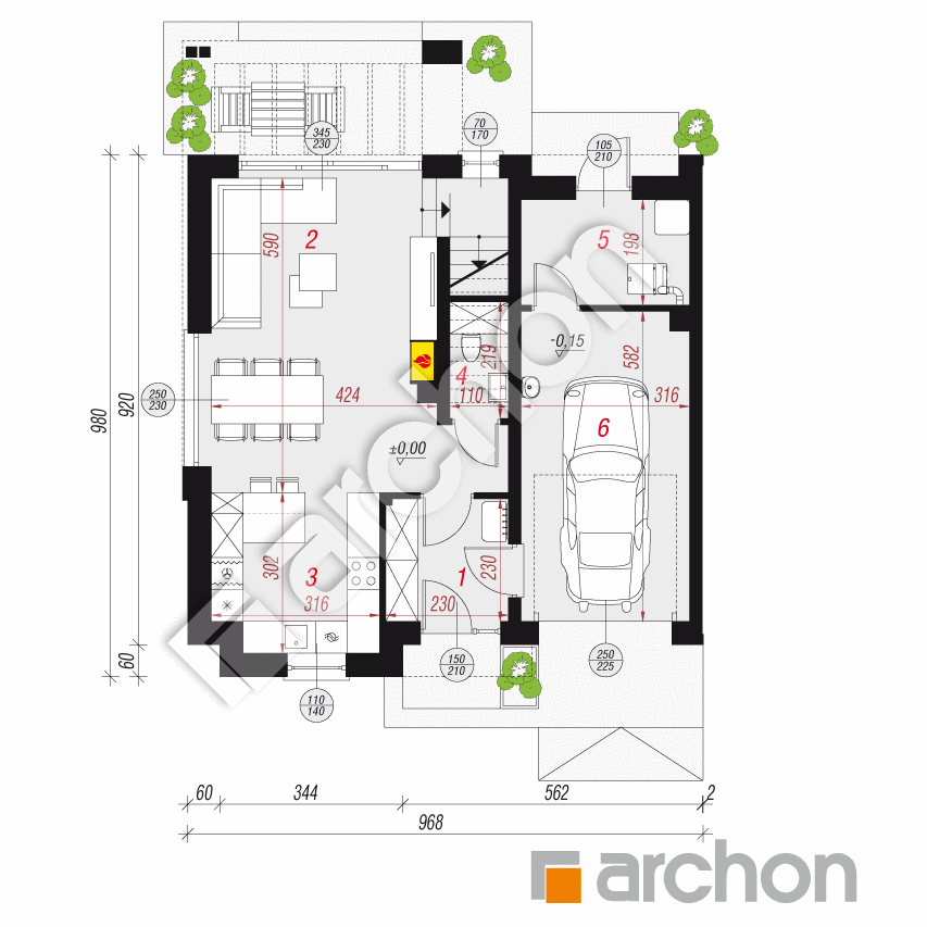 gotowy projekt Dom w gunnerach 2 (B) rzut parteru