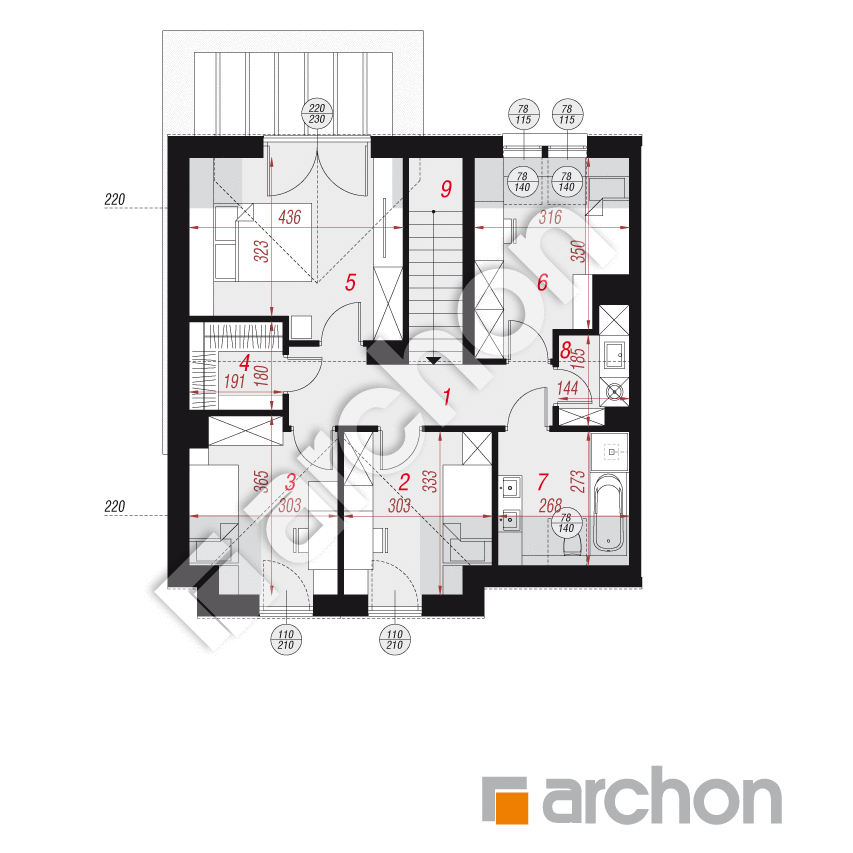 gotowy projekt Dom w gunnerach 2 (B) rzut poddasza