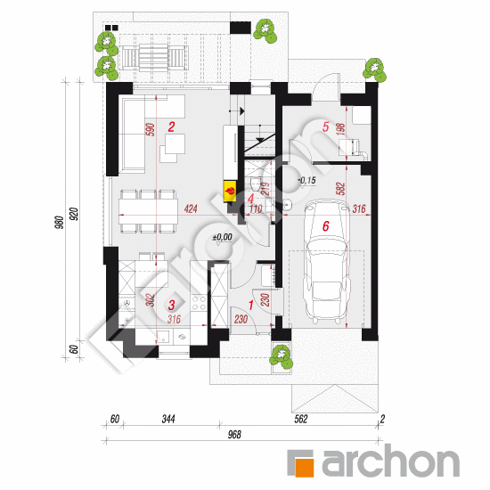 gotowy projekt Dom w gunnerach 2 (B) rzut parteru