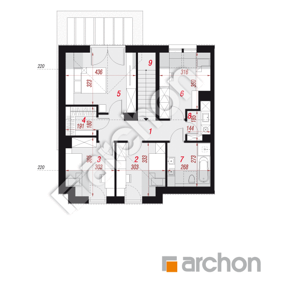gotowy projekt Dom w gunnerach 2 (B) rzut poddasza