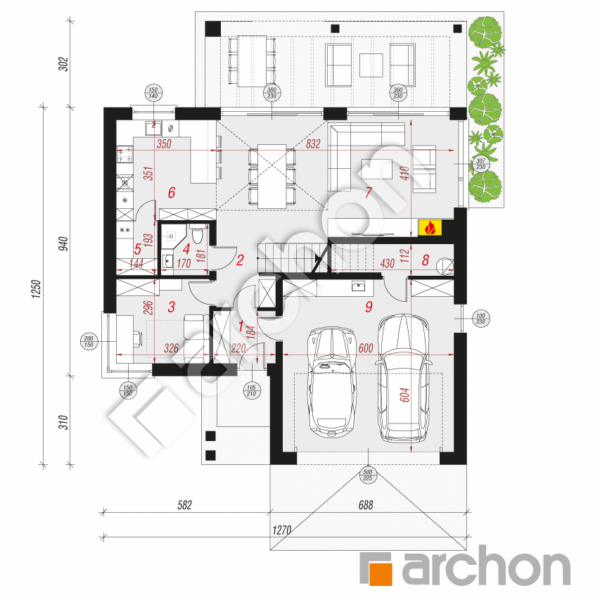 gotowy projekt Dom w gryce 2 (G2) rzut parteru