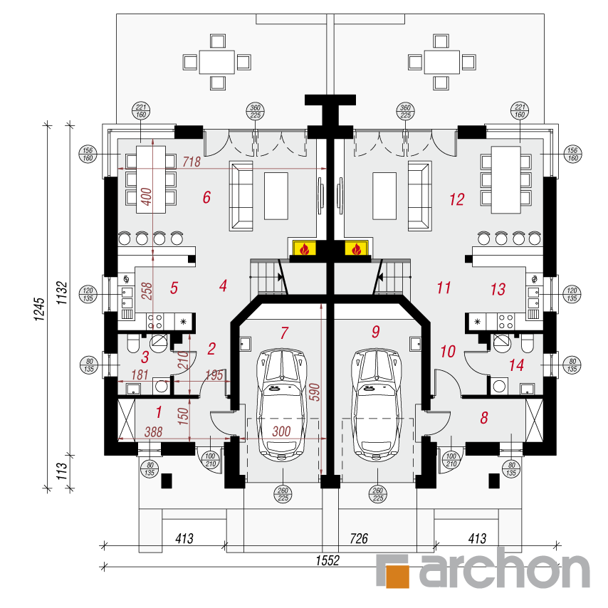 gotowy projekt Willa Julia rzut parteru