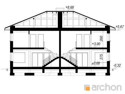 gotowy projekt Willa Julia przekroj budynku