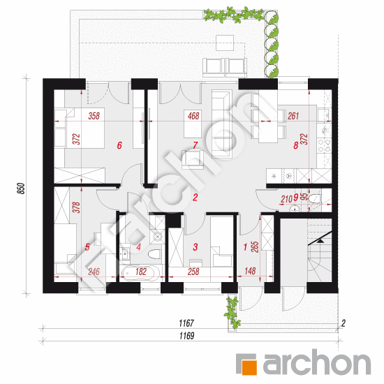gotowy projekt Dom w halezjach 2 (R2B) rzut parteru