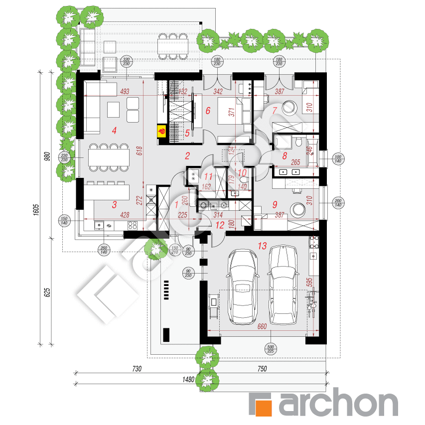 gotowy projekt Dom w tymotkach 2 (G2E) rzut parteru