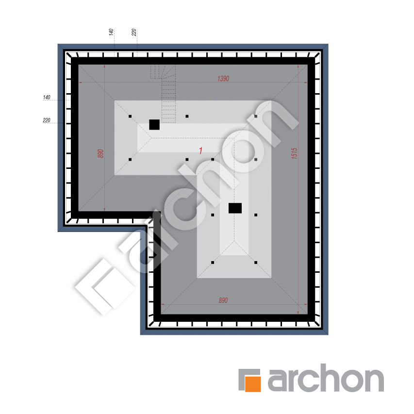 gotowy projekt Dom w tymotkach 2 (G2E) rzut poddasza