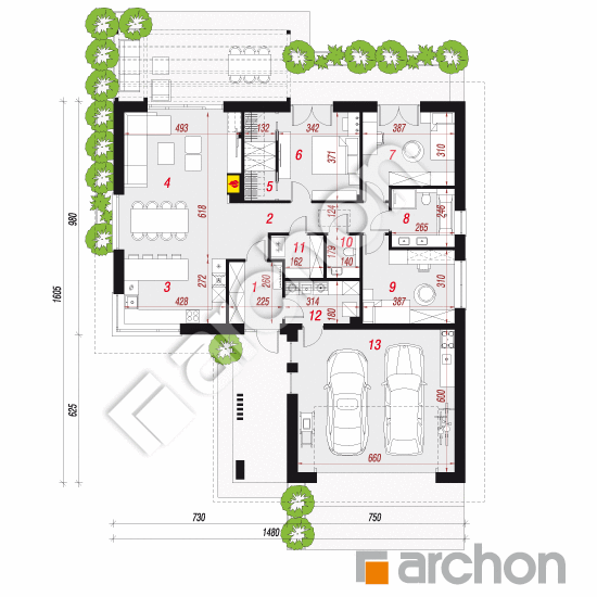 gotowy projekt Dom w tymotkach 2 (G2E) rzut parteru