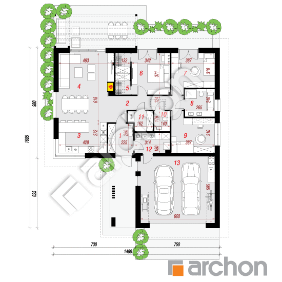 gotowy projekt Dom w tymotkach 2 (G2E) rzut parteru