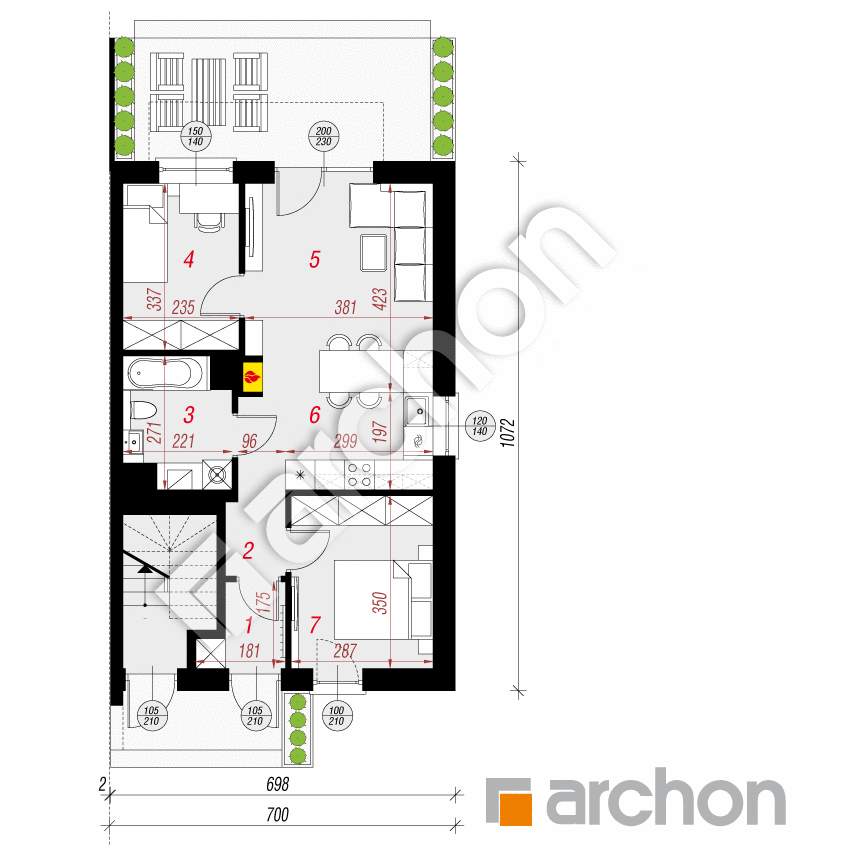 gotowy projekt Dom w bratkach (R2B) rzut parteru