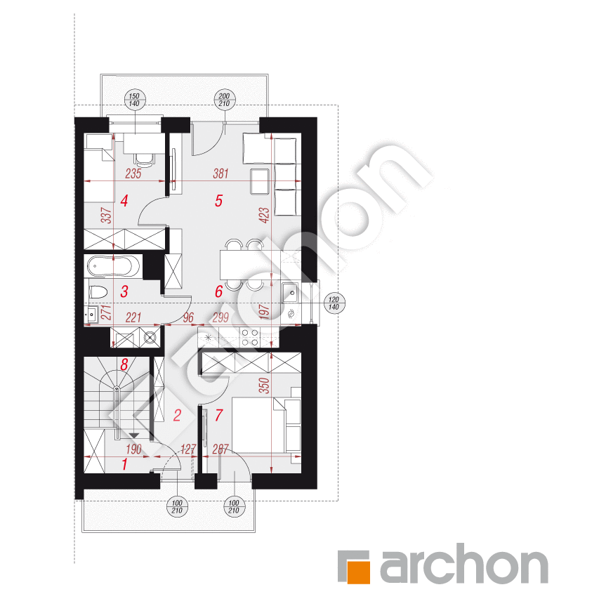 gotowy projekt Dom w bratkach (R2B) rzut poddasza