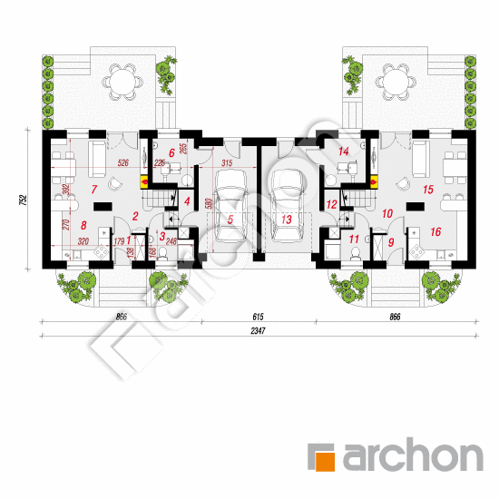 gotowy projekt Dom w perłówce (R2N) rzut parteru