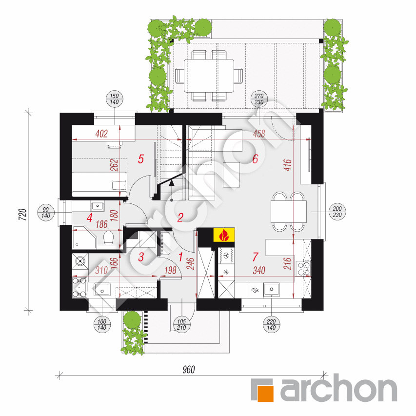 gotowy projekt Dom w zielistkach 33 (E) rzut parteru