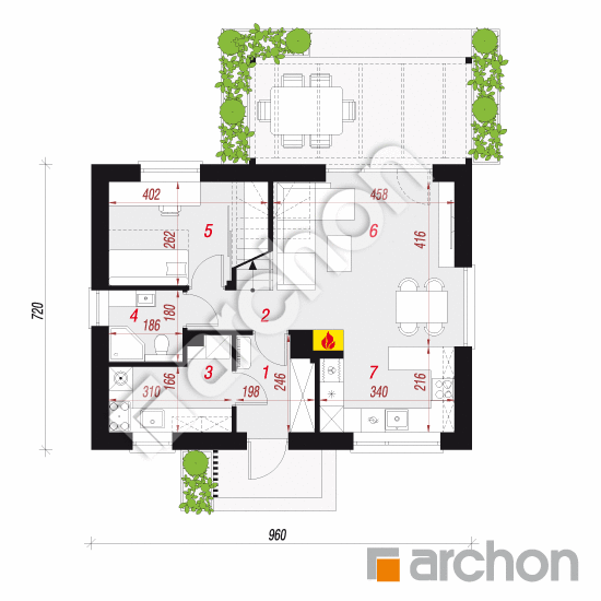 gotowy projekt Dom w zielistkach 33 (E) rzut parteru