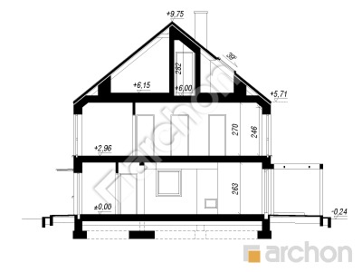 gotowy projekt Dom w tunbergiach 7 (R2) przekroj budynku