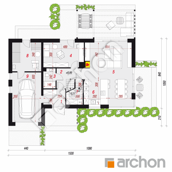 gotowy projekt Dom w honkeniach (G) rzut parteru