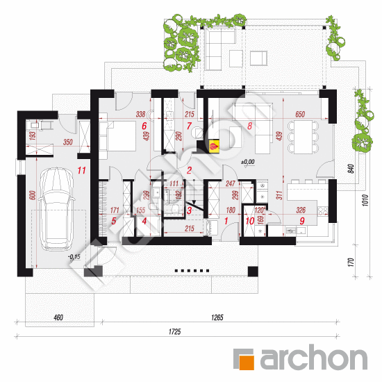 gotowy projekt Dom w arekach (G) rzut parteru