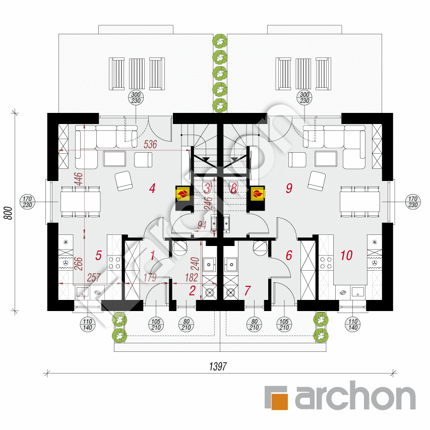 gotowy projekt Dom w modrakach 3 (R2A) rzut parteru