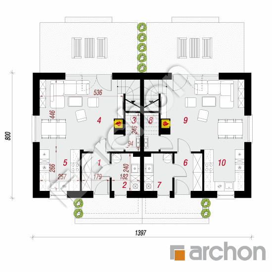 gotowy projekt Dom w modrakach 3 (R2A) rzut parteru