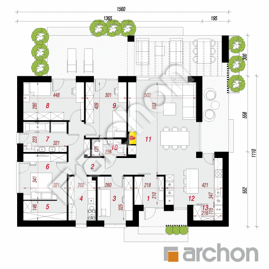 gotowy projekt Dom w perowskiach (E) rzut parteru