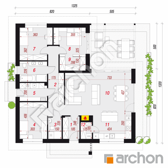 gotowy projekt Dom w kruszynach rzut parteru