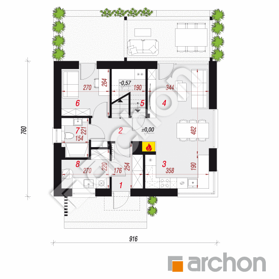 gotowy projekt Dom w zielistkach 24 rzut parteru