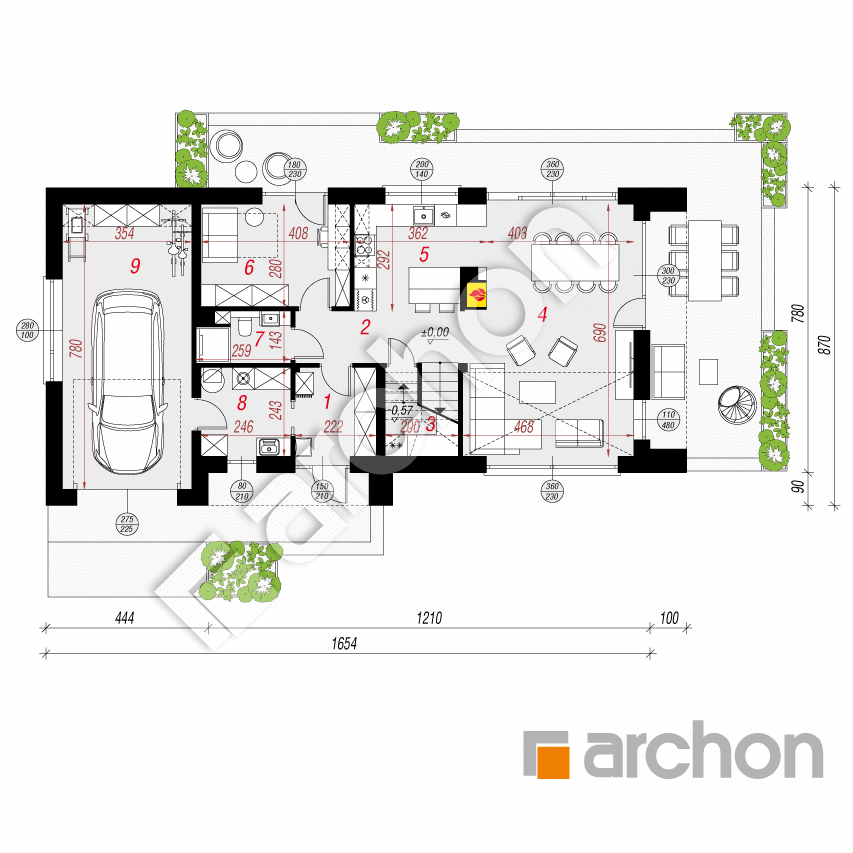 gotowy projekt Dom w ambrowcach 3 (G) rzut parteru