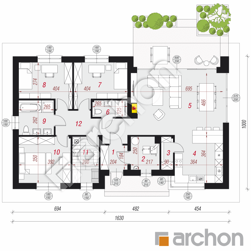 gotowy projekt Dom w surfiniach 2 rzut parteru