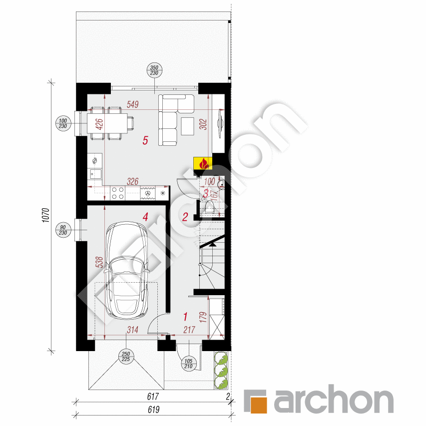 gotowy projekt Dom w riveach 16 (GB) rzut parteru