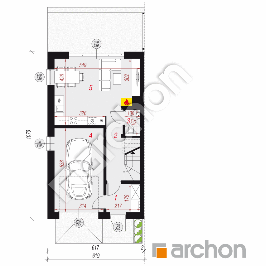 gotowy projekt Dom w riveach 16 (GB) rzut parteru