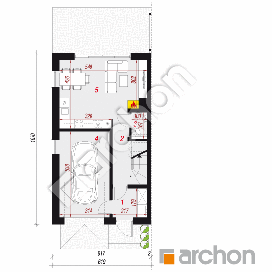 gotowy projekt Dom w riveach 16 (GB) rzut parteru