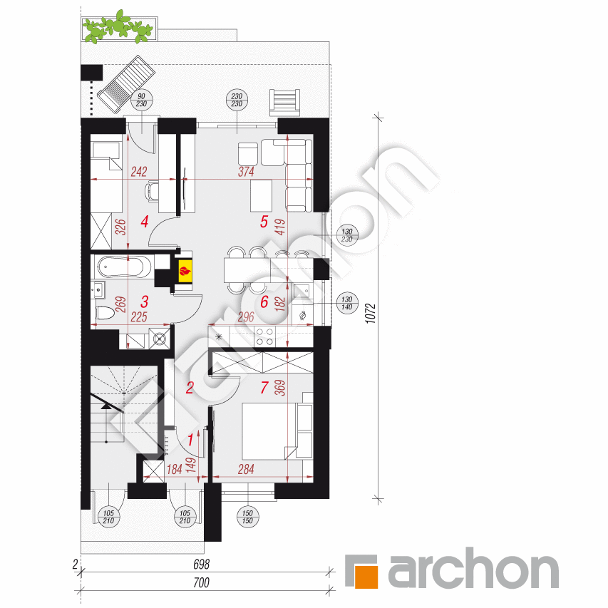 gotowy projekt Dom w bratkach 7 (R2B) rzut parteru