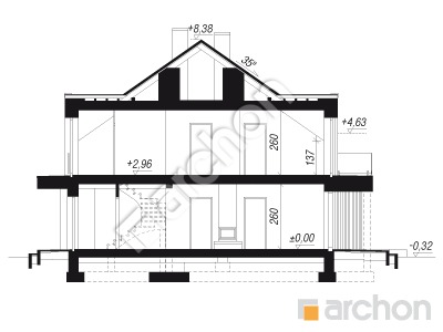 gotowy projekt Dom w bratkach 7 (R2B) przekroj budynku