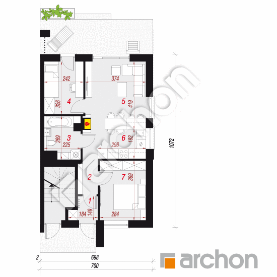 gotowy projekt Dom w bratkach 7 (R2B) rzut parteru