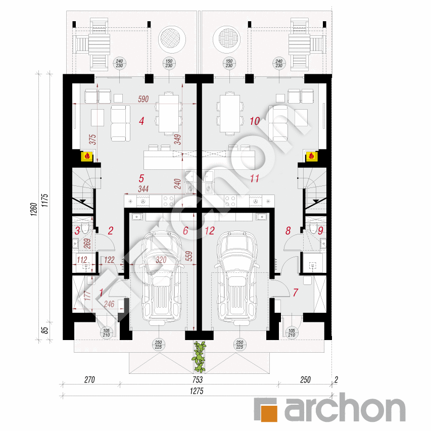 gotowy projekt Dom pod miłorzębem 12 (GR2BA) rzut parteru