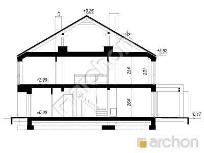 gotowy projekt Dom pod miłorzębem 12 (GR2BA) przekroj budynku