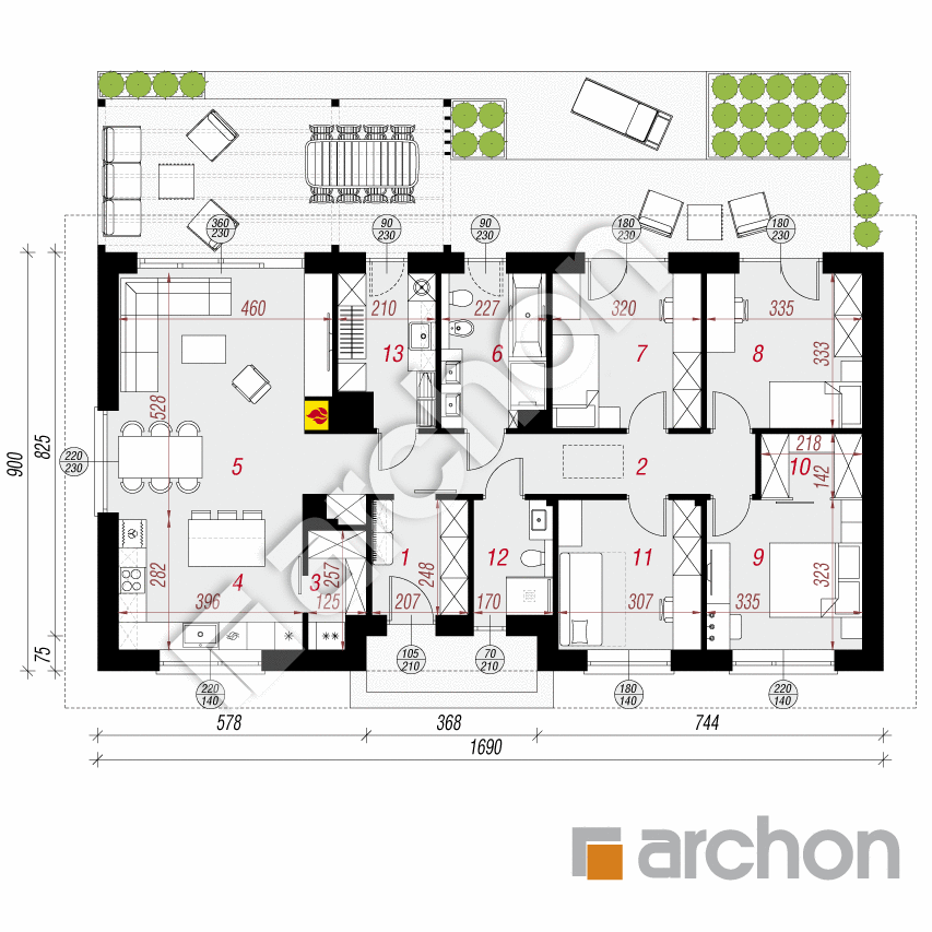 gotowy projekt Dom w kruszczykach 33 rzut parteru